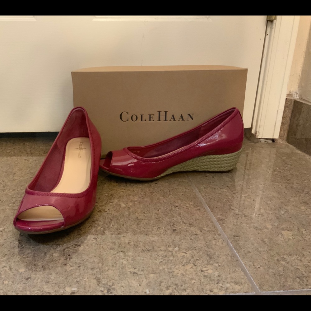 Raspberry patent leather Cole Haan heels